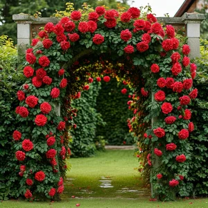 Роза плетистая Алый Триумф купить по цене от 319р. в интернет-магазине «Посадика» с доставкой почтой в в Благовещенске и по всей России – [изображение №1].